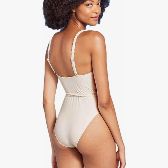Shade & Shore women Braid Details Extra High leg on one piece swimsuit. - Picture 2 of 7